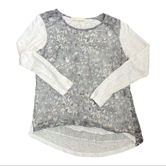 GENERATION LOVE Linen Slub Knit & Silk Overlay Long Sleeve Top - Picture 3 of 9